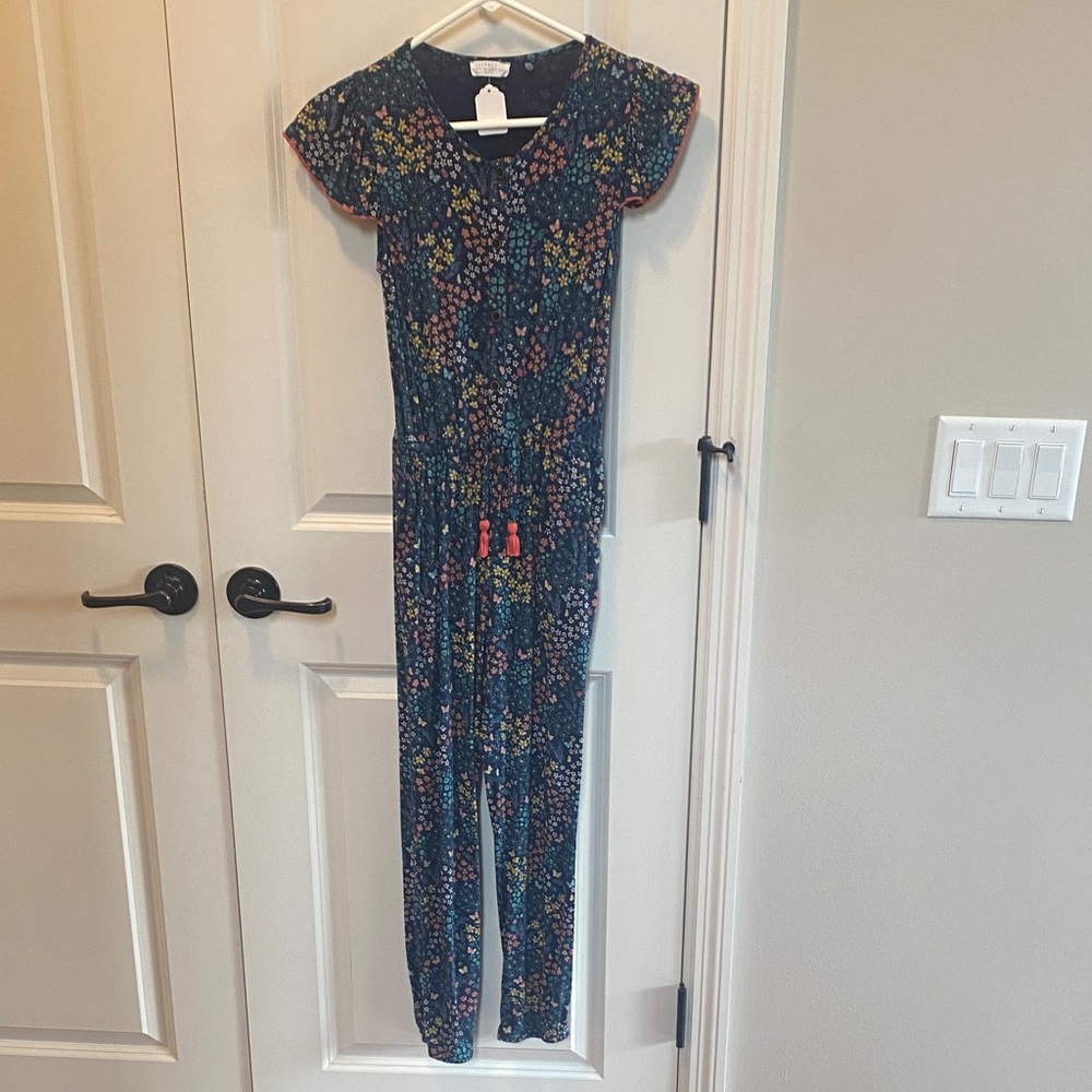 Fat Face Navy Floral Girls One-Piece Jumpsuit